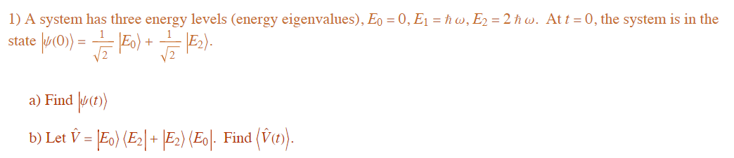 Solved 1) A system has three energy levels (energy | Chegg.com