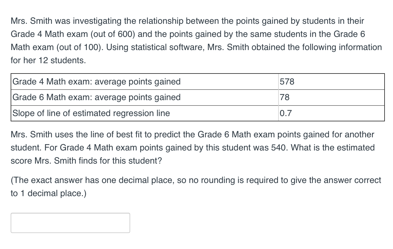 Solved Mrs. Smith was investigating the relationship between | Chegg.com