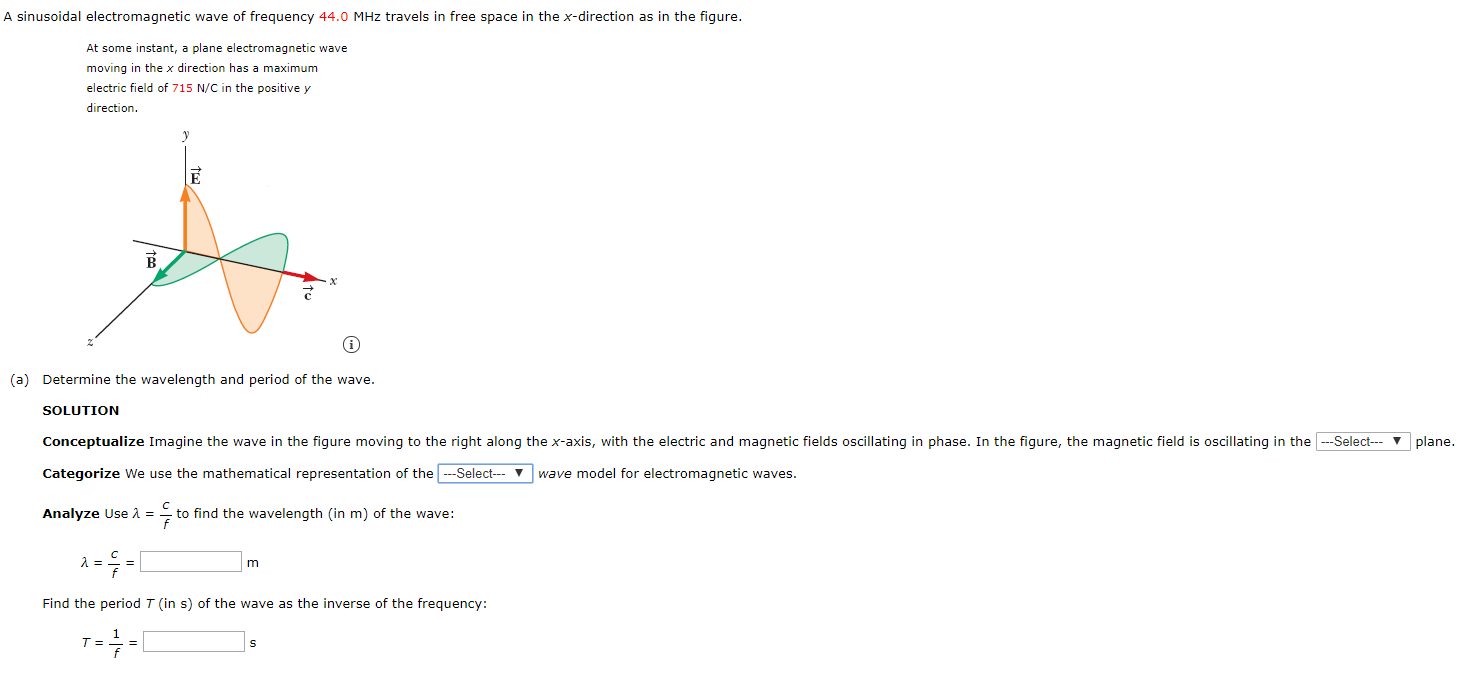Solved A Sinusoidal Electromagnetic Wave Of Frequency 44 0