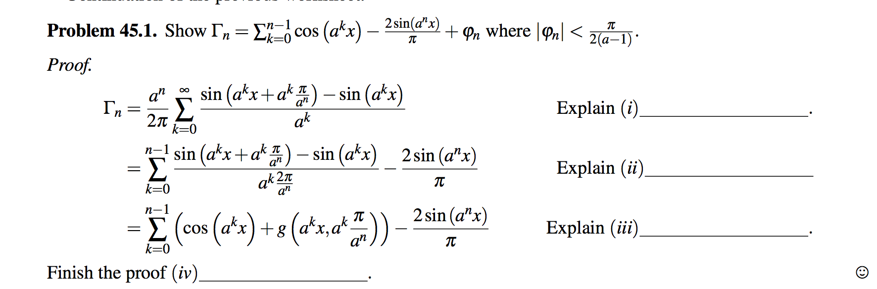 Problem 45 1 Show In K O Cos A X 2 Sin A X Chegg Com