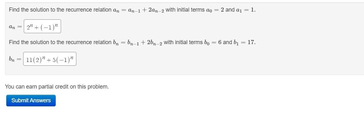 Solved Find the solution to the recurrence relation an = | Chegg.com