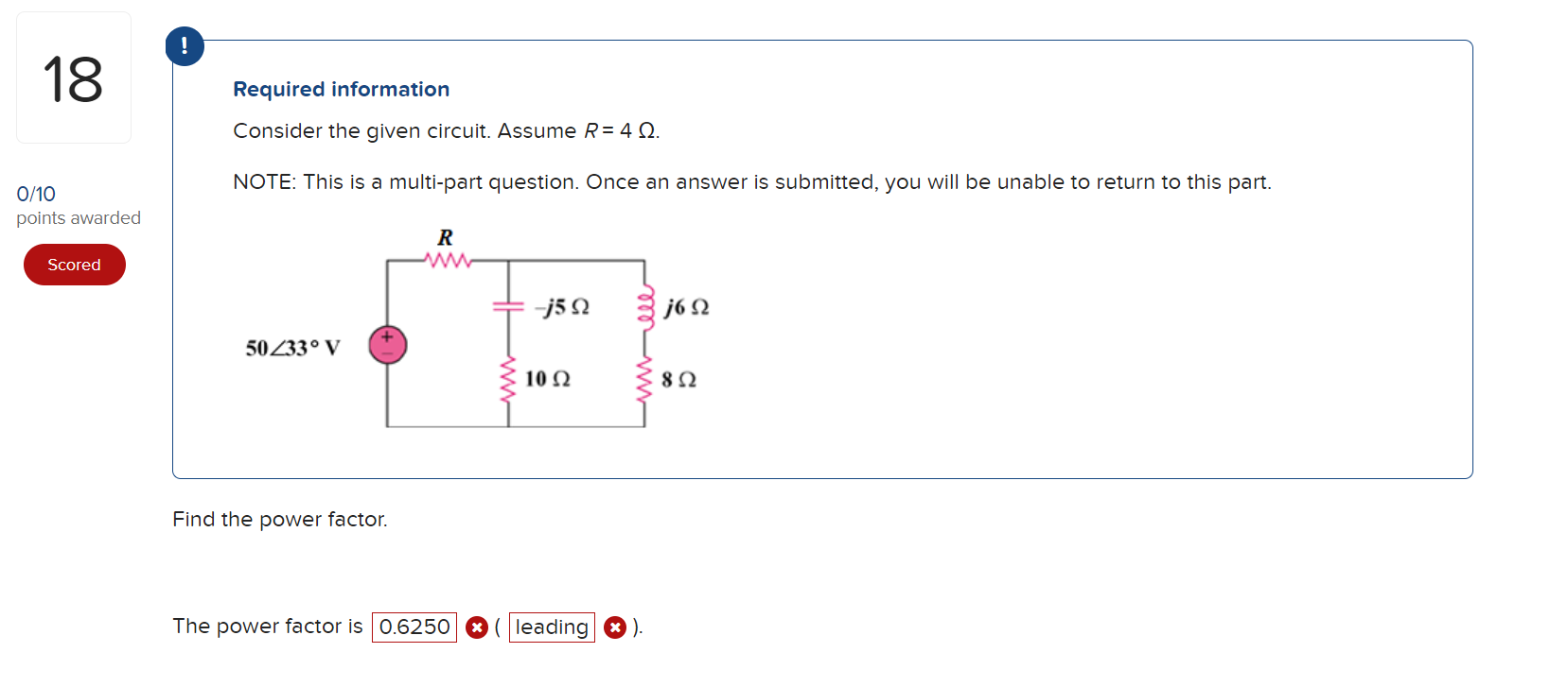 Solved For the circuit shown in the given figure, | Chegg.com