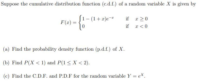 Solved Suppose the cumulative distribution function (c.d.f.) | Chegg.com