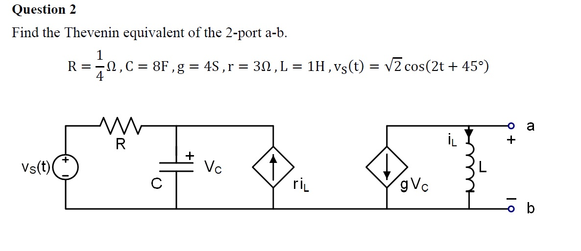 Solved Question 2 Find The Thevenin Equivalent Of The 2 P Chegg Com