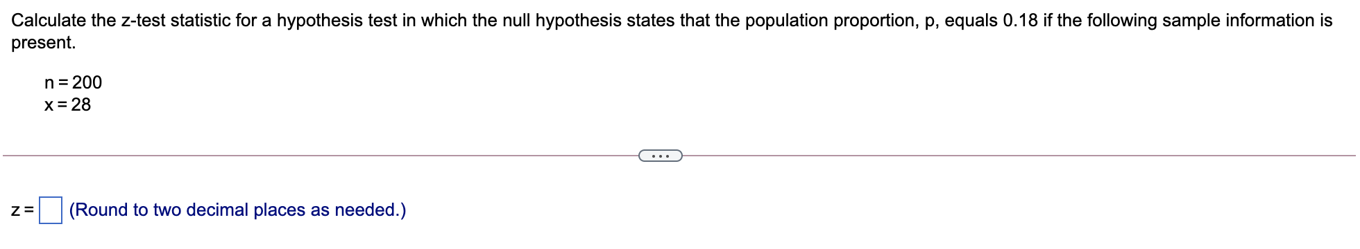 hypothesis test z statistic