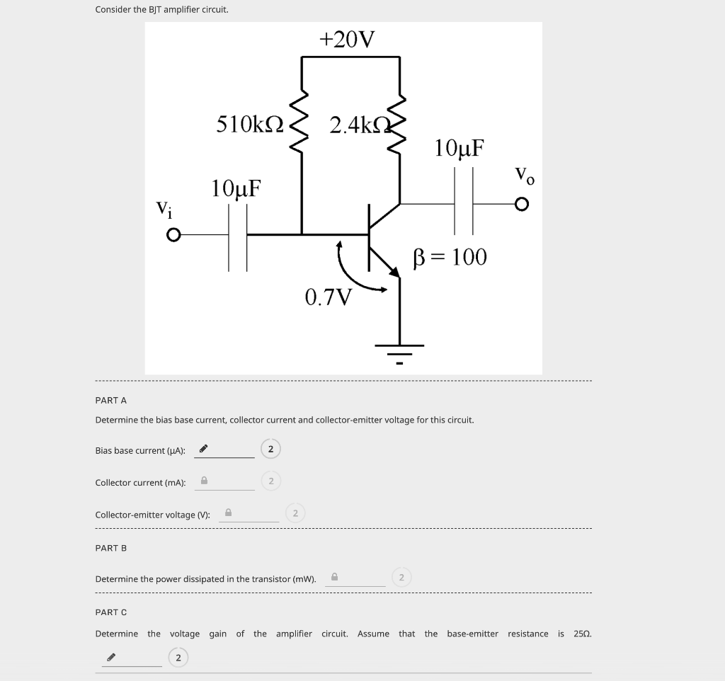 Solved Consider The BJT Amplifier Circuit. PART A Determine | Chegg.com