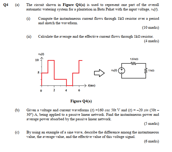 Solved Q4 (a) The circuit shown in Figure Q4(a) is used to | Chegg.com