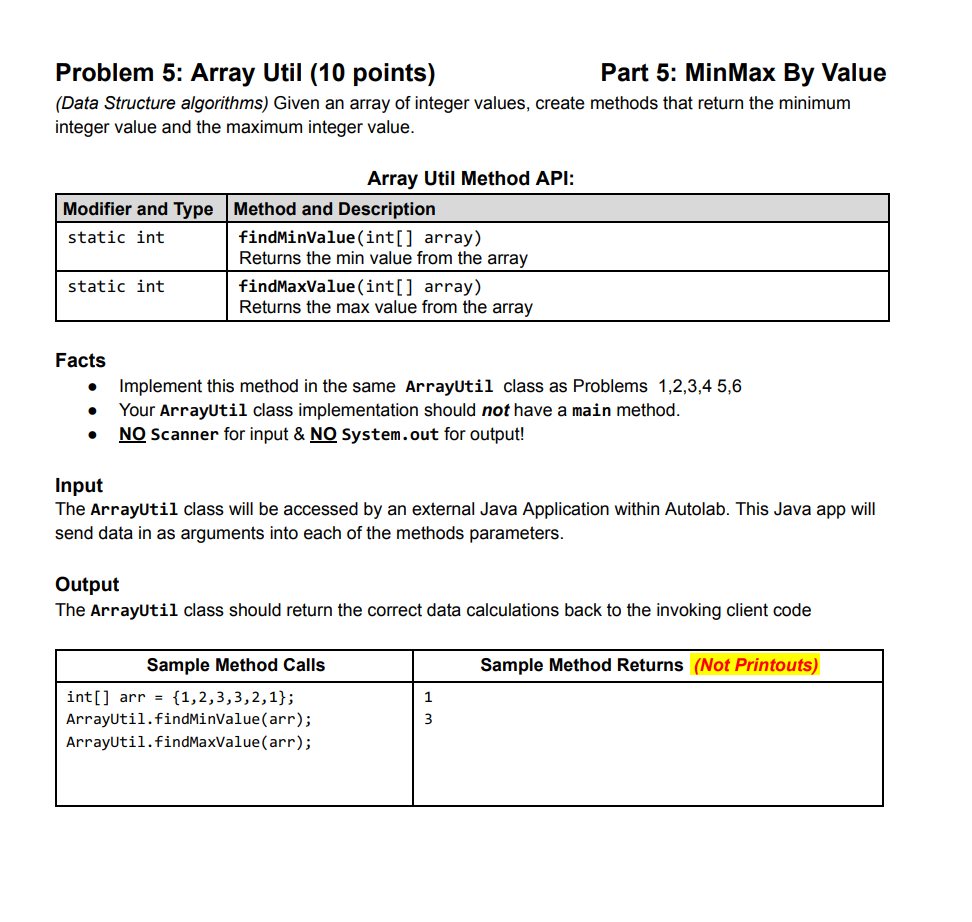 Solved I need help with a question from my Java Lesson 6 | Chegg.com