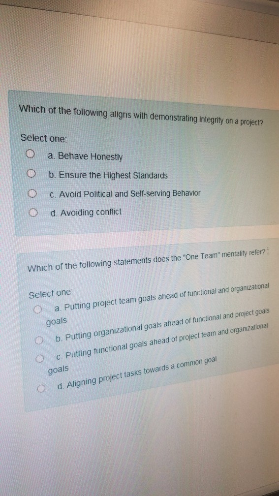 Solved Which of the following aligns with demonstrating | Chegg.com
