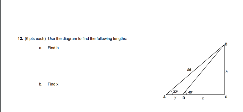 Solved 12. (6 pts each) Use the diagram to find the | Chegg.com