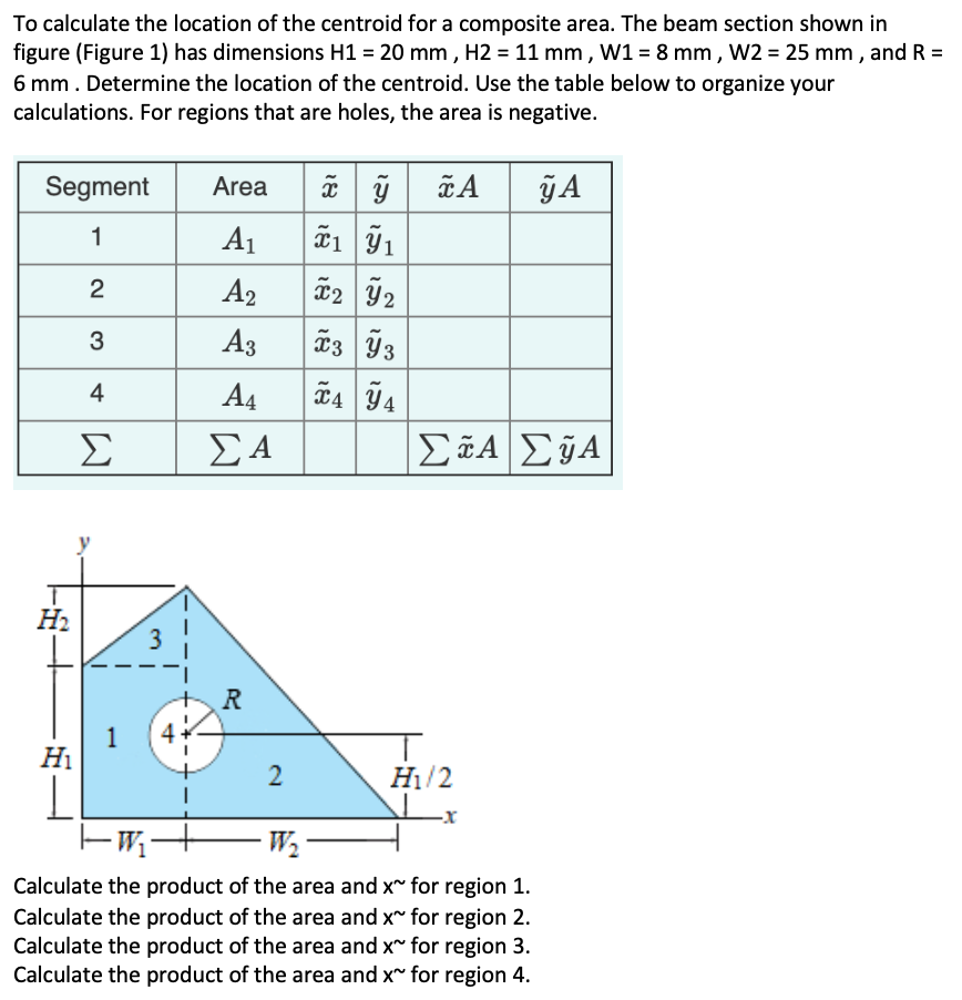 Solved To Calculate The Location Of The Centroid For A | Chegg.com