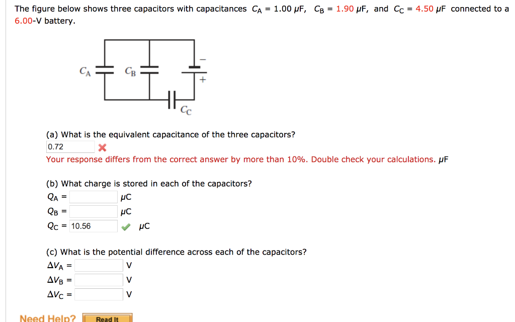 Solved The figure below shows three capacitors with