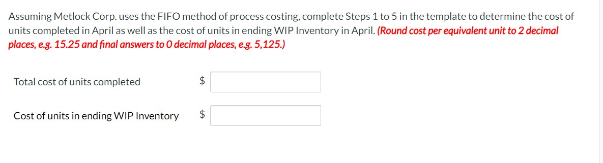 Solved Assuming Metlock Corp. uses the FIFO method of | Chegg.com