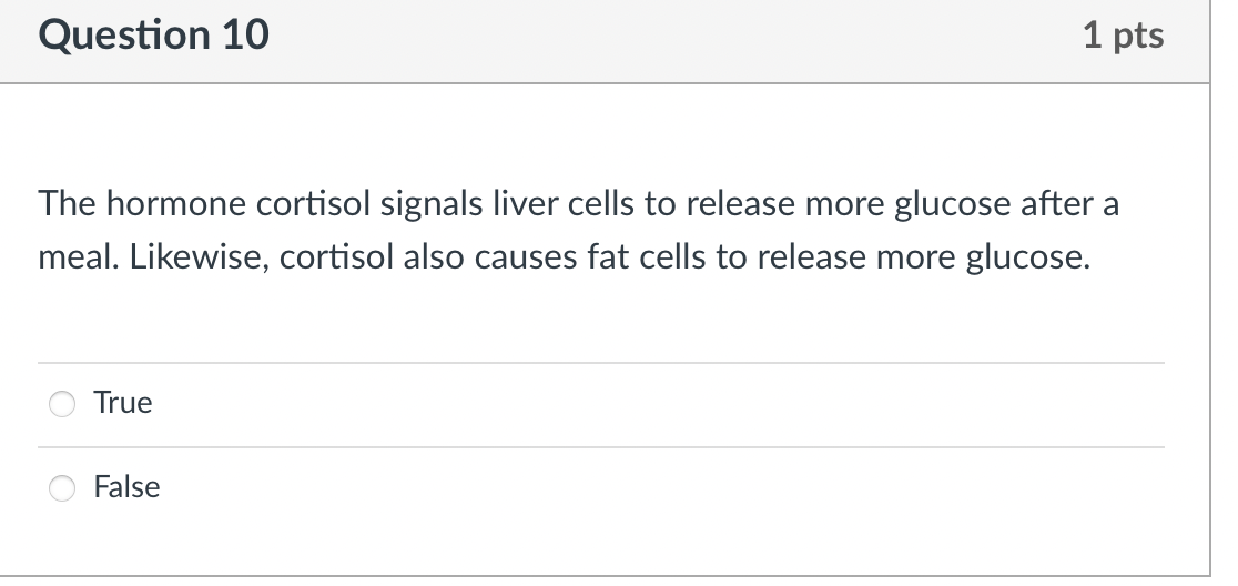 Solved The hormone cortisol signals liver cells to release | Chegg.com