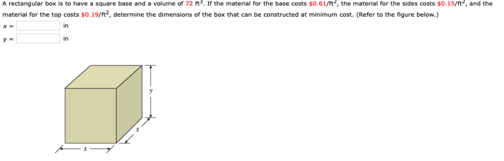 Solved A rectangular box is to have a square base and a | Chegg.com