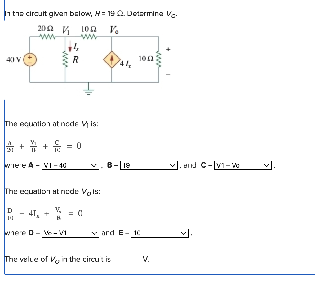 In The Circuit Given Below, R = 19 Ω. Determine Vo. | Chegg.com