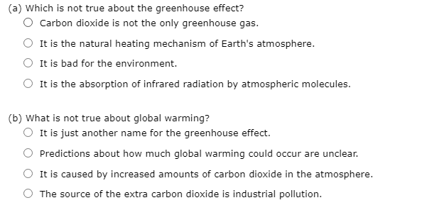 Solved A Which Is Not True About The Greenhouse Effect O Chegg Com