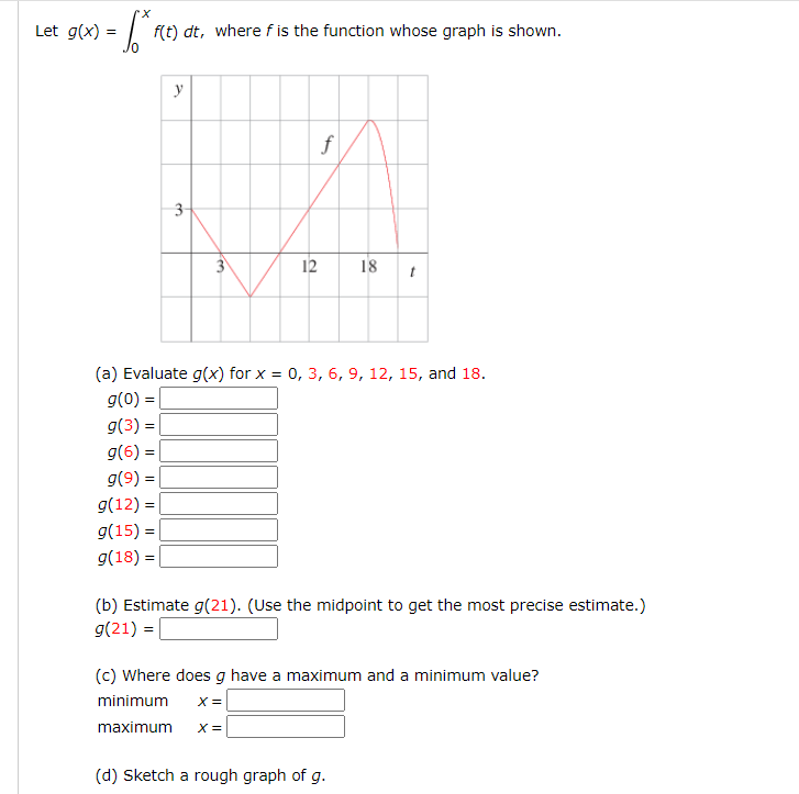 Solved Let g(x) = 6*re f(t) dt, where f is the function | Chegg.com