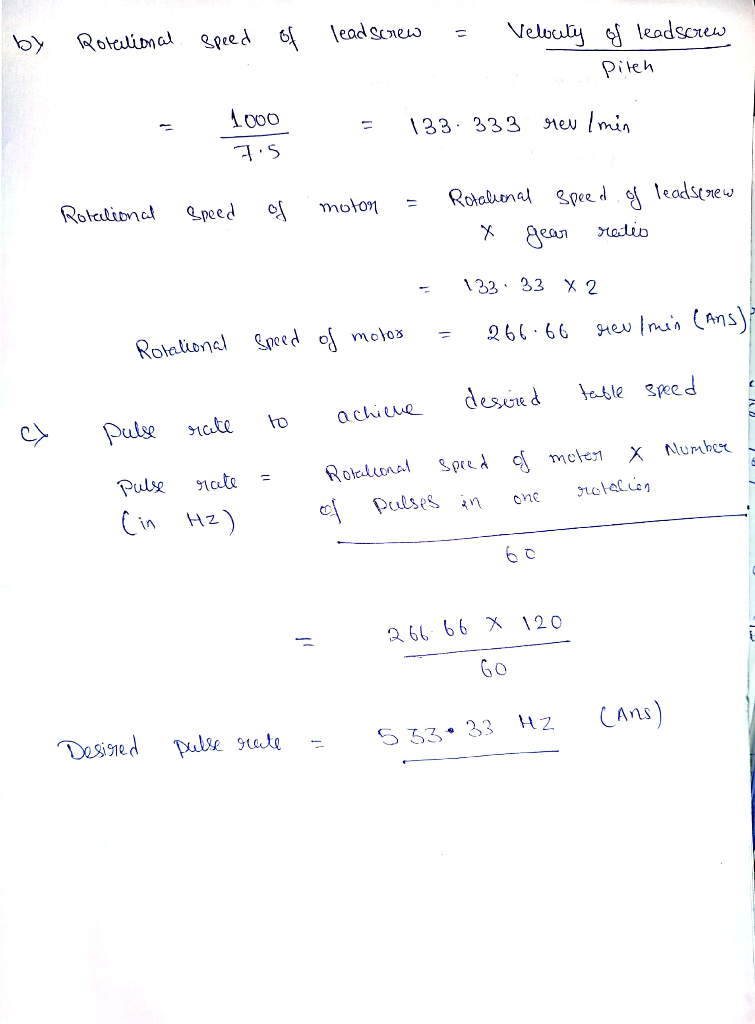 Rotaional Speed 6lead Scnew Velouty leadsorew Pilch \ 33.333 Imin 1ew Rotalional Rotaluenal pee d leadscrew Speed moton Bean