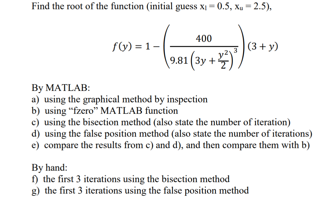 Solved Find The Root Of The Function Initial Guess X1 Chegg Com