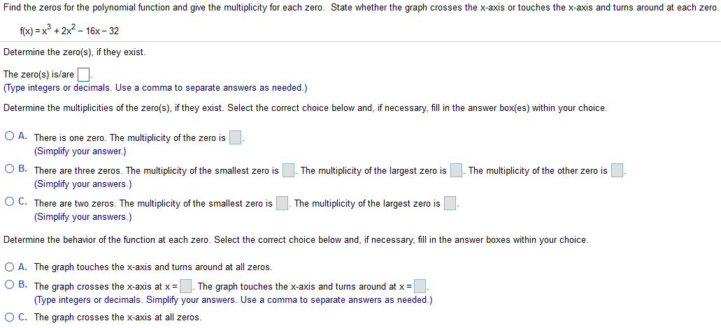 Solved Find the zeros for the polynomial function and give | Chegg.com