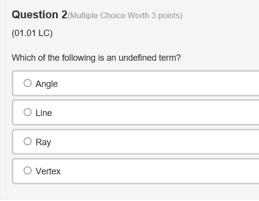 Solved Question 2 Multiple Choice Worth 3 points) (01.01 LC) | Chegg.com