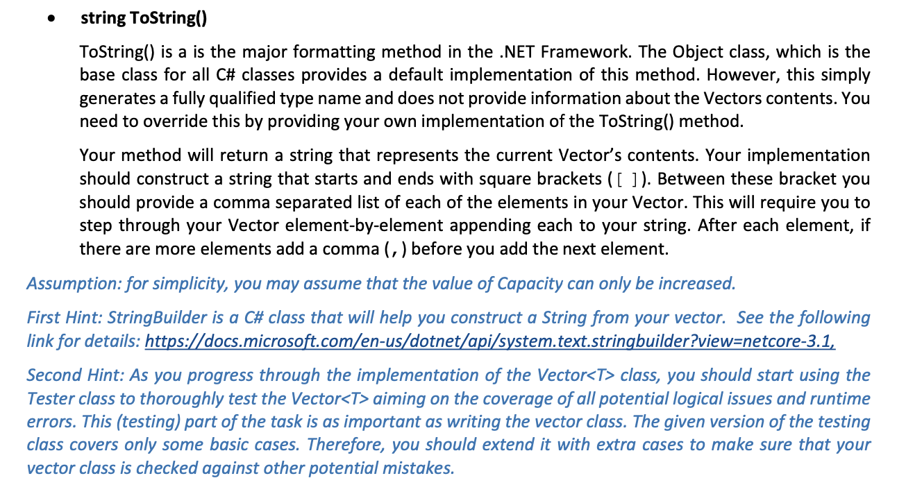 Solved The given template of the Vector class should help | Chegg.com