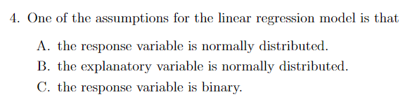 Solved 4. One Of The Assumptions For The Linear Regression | Chegg.com