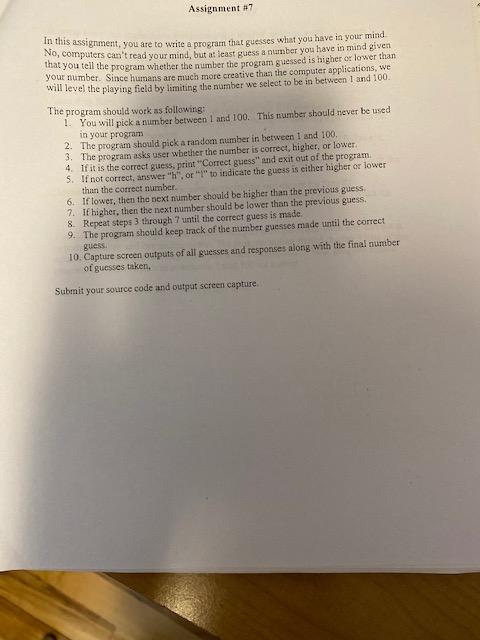 Solved Assignment #7 In this assignment, you are to write a | Chegg.com