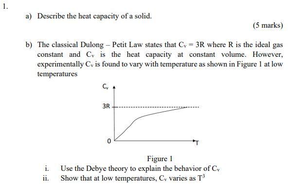 Solved 1. a) Describe the heat capacity of a solid. (5 | Chegg.com