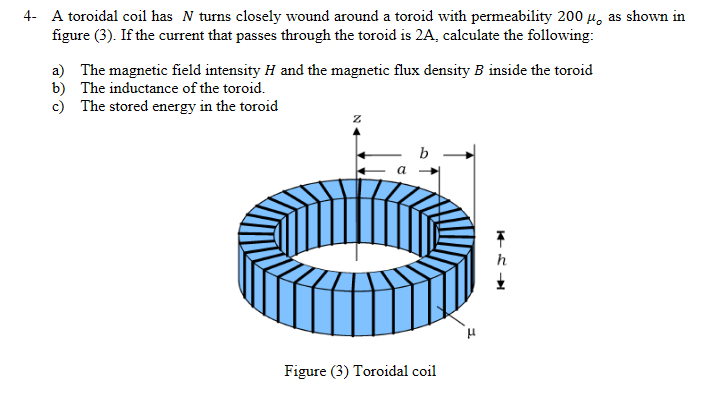 Solved 4- A toroidal coil has N turns closely wound around a | Chegg.com