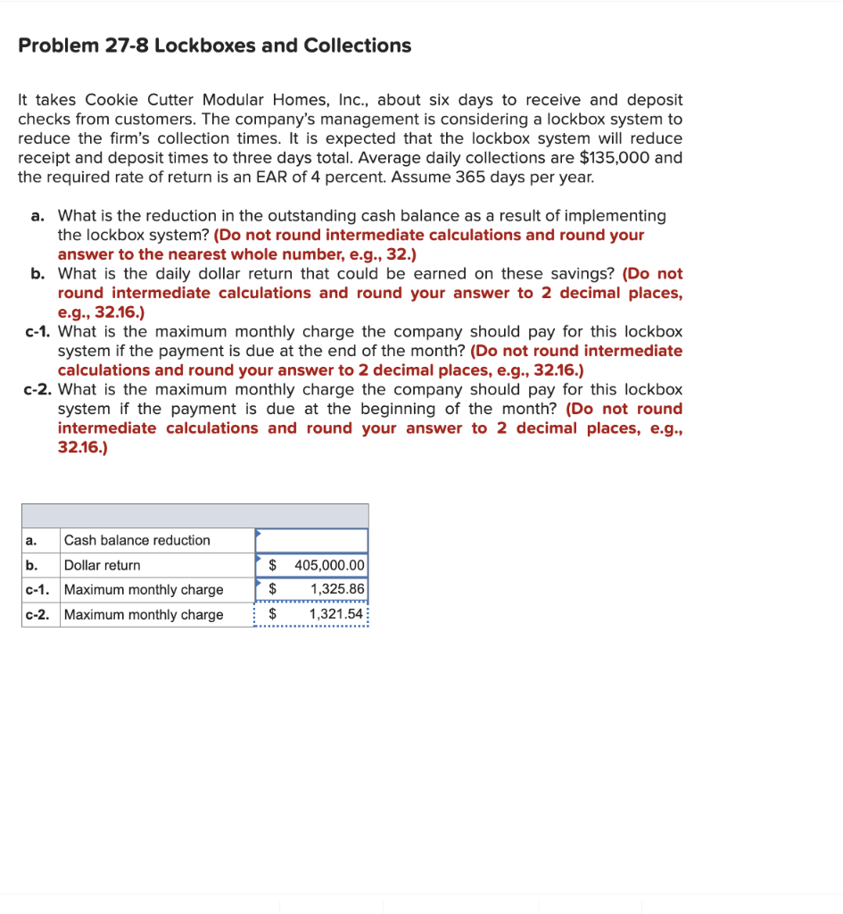 Solved Problem 278 Lockboxes and Collections It takes