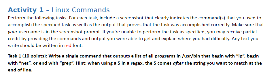 Solved Activity 1 Linux Commands Perform The Following Chegg