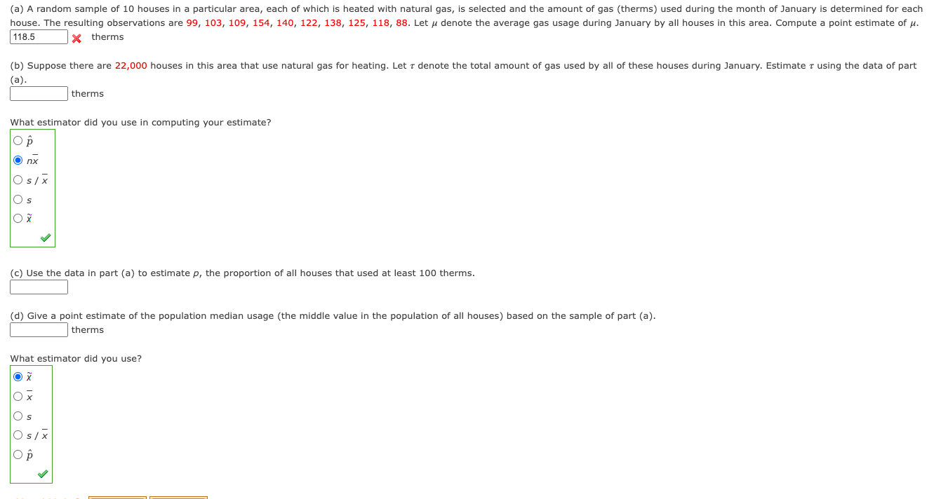 Solved × therms (a). therms What estimator did you use in