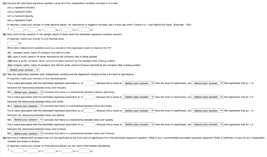 solved-a-develop-the-estimated-regression-equation-using-chegg