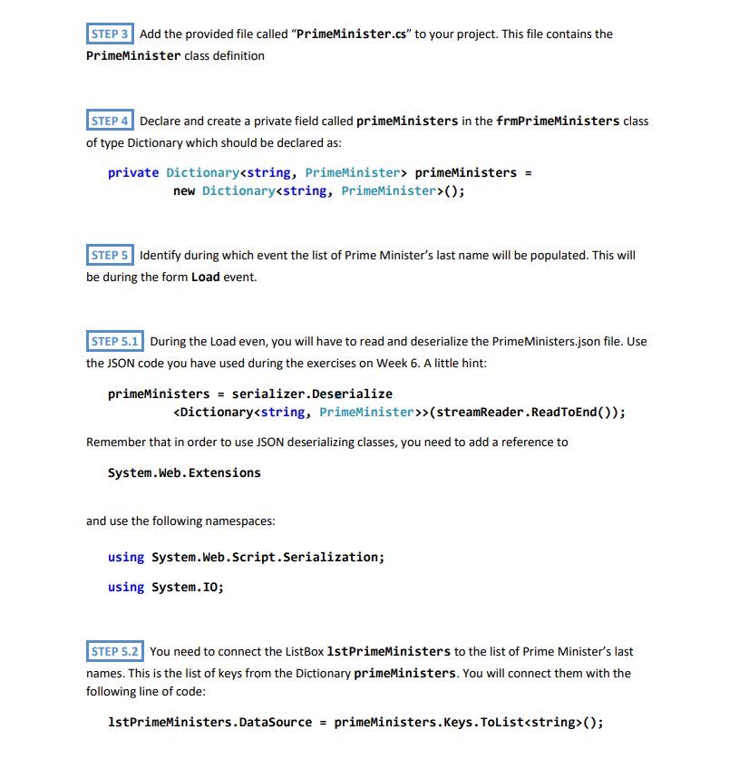 Solved Exercise You will use a Dictionary collection to | Chegg.com