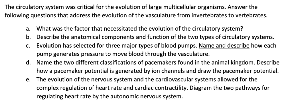 Solved The Circulatory System Was Critical For The Evolution Chegg Solved The Circulatory System Was Critical For The Evolution Chegg