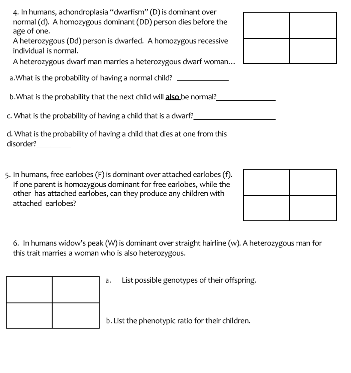 Solved 4. In humans, achondroplasia &ldquo;dwarfism&rdquo; (D) is | Chegg.com