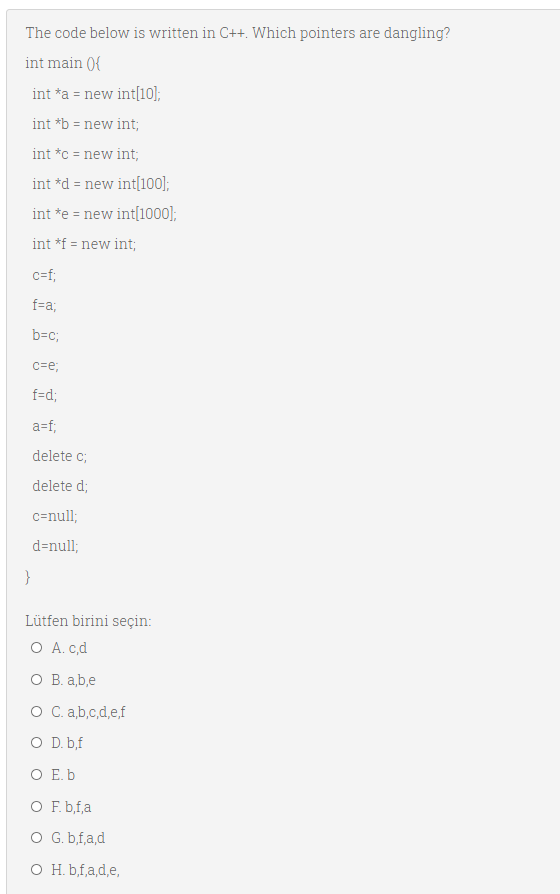 Solved The code below is written in C++. Which pointers are | Chegg.com