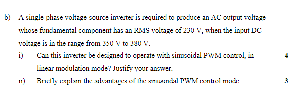 Solved b) A single-phase voltage-source inverter is required | Chegg.com