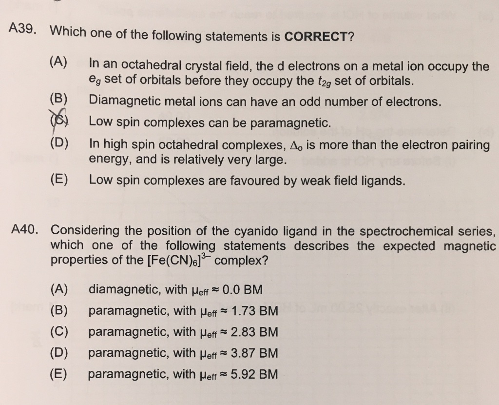 solved-a39-which-one-of-the-following-statements-is-correct-chegg