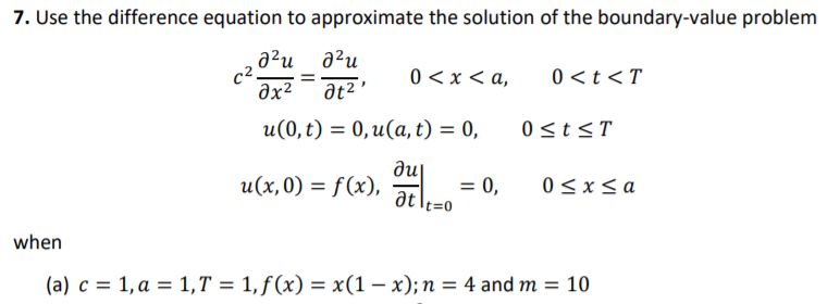 Solved 7. Use The Difference Equation To Approximate The 