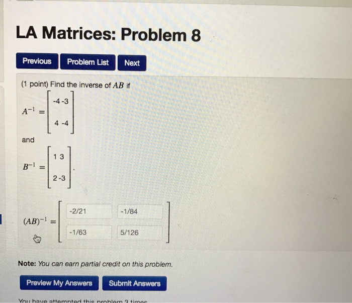 Solved Find the inverse of AB if A^-1 = [-4 13 4 -4] and | Chegg.com