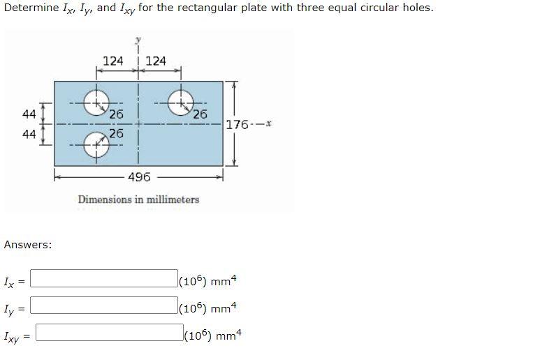 Solved Determine Ix, ly, and Ixy for the rectangular plate | Chegg.com