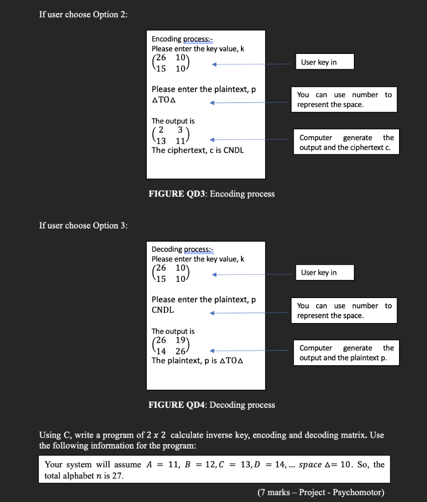 Part D - Programming in C Below is 2 x 2 encoding and | Chegg.com