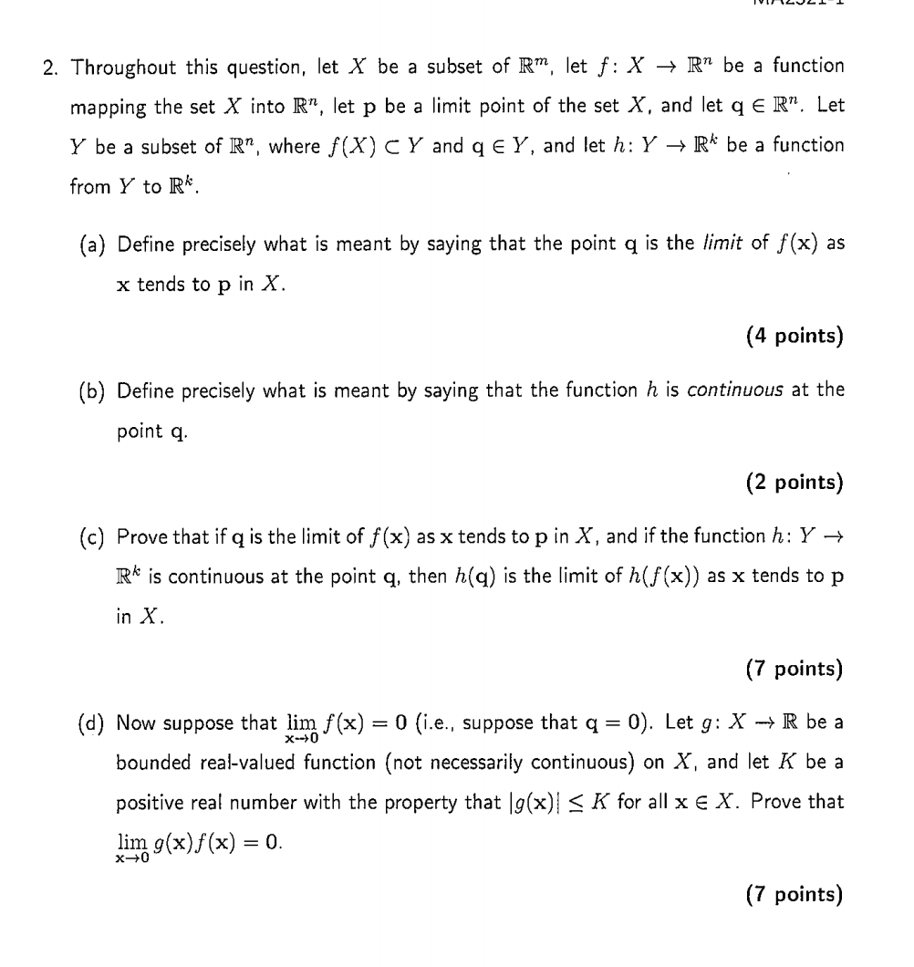 Solved 2. Throughout this question, let X be a subset of Rm, | Chegg.com