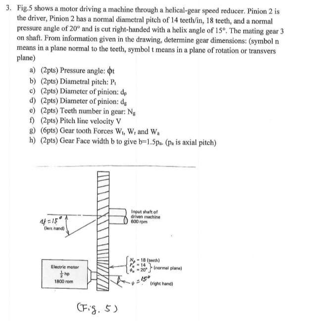 Solved 3. Fig.5 shows a motor driving a machine through a | Chegg.com
