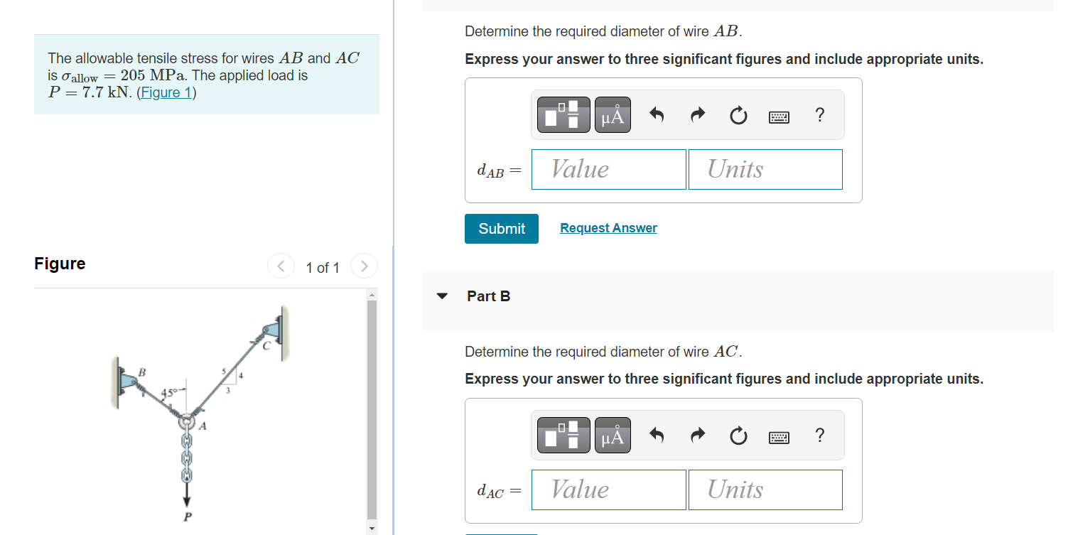 Solved Determine The Required Diameter Of Wire AB. The | Chegg.com