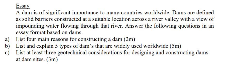 purpose of dams essay