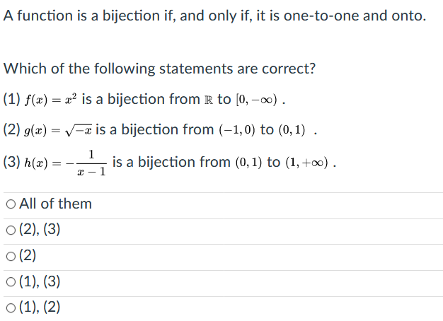 Solved A Function Is A Bijection If And Only If It Is O Chegg Com